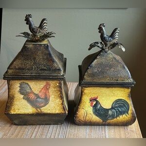 Vintage CBK Ltd Country Rooster Metal Farmhouse Rustic Kitchen Storage Canister